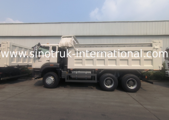 Sinotruk Tipper Dump Truck Sản phẩm mới 6 × 4 Nx 20CBM Màu trắng với bạt bọc tự động
