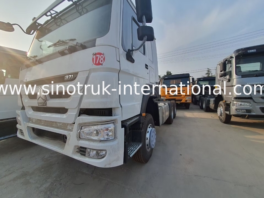 HOWO A7 xe tải kéo cũ LHD 6X4 Euro 2 371 HP với lái thủy lực hỗ trợ điện màu trắng