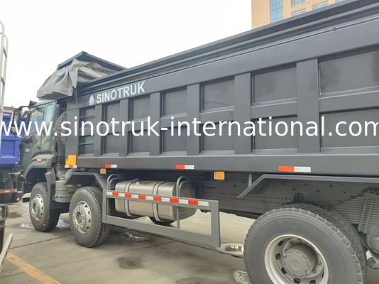 HOWO NX 380HP RHD Black Tipper Dump Truck Với Cửa Băng