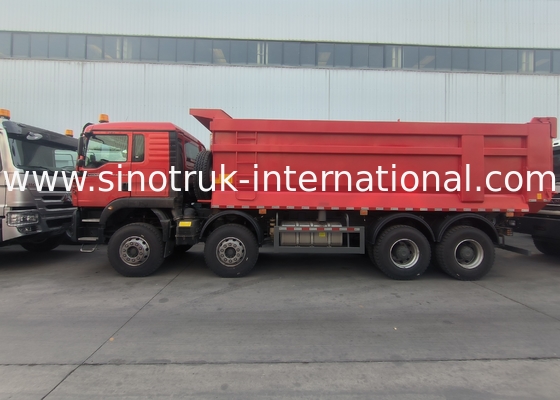 Sinotruk Howo Tiper Dump Truck Tx 400Hp Euro 2 8 × 4 Lhd Hộp hàng hóa hình U Đỏ
