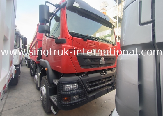 Sinotruk Howo Tiper Dump Truck Tx 400Hp Euro 2 8 × 4 Lhd Hộp hàng hóa hình U Đỏ
