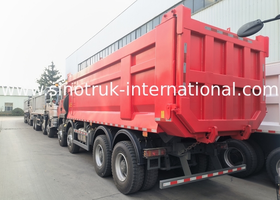 Sinotruk Howo Tiper Dump Truck Tx 400Hp Euro 2 8 × 4 Lhd Hộp hàng hóa hình U Đỏ