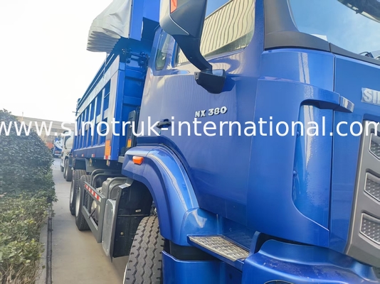 Hoạt động mạnh mẽ đa năng HOWO 6x4 380HP Blue Dump Truck với 20CBM Box hàng hóa vuông và chống nước Tarp Flip Cove