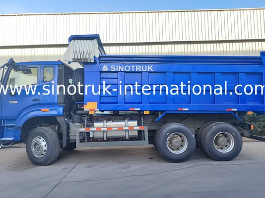 Hoạt động mạnh mẽ đa năng HOWO 6x4 380HP Blue Dump Truck với 20CBM Box hàng hóa vuông và chống nước Tarp Flip Cove