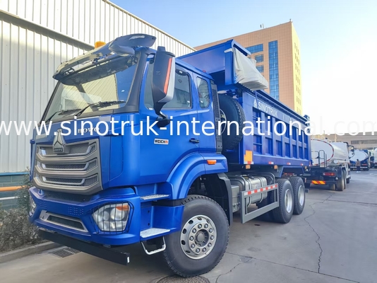 Hoạt động mạnh mẽ đa năng HOWO 6x4 380HP Blue Dump Truck với 20CBM Box hàng hóa vuông và chống nước Tarp Flip Cove