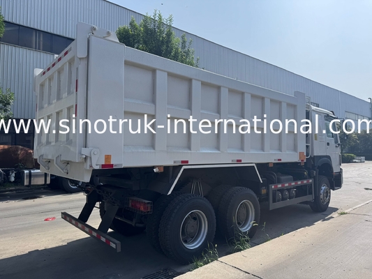 SINOTRUK Động cơ 371HP 6 × 4 LHD HOWO Dump Truck Trắng 19-20CBM Trung nâng