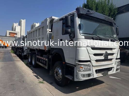 SINOTRUK Động cơ 371HP 6 × 4 LHD HOWO Dump Truck Trắng 19-20CBM Trung nâng
