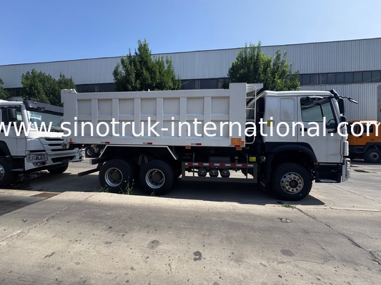 SINOTRUK Động cơ 371HP 6 × 4 LHD HOWO Dump Truck Trắng 19-20CBM Trung nâng
