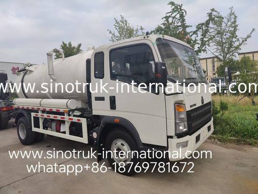 4 * 2 Lái HOWO xe hút nước thải: 6m3 bể, 160HP, 8.00R20 lốp xe, xe hút nước thải hạng nhẹ, xe vệ sinh hiệu quả