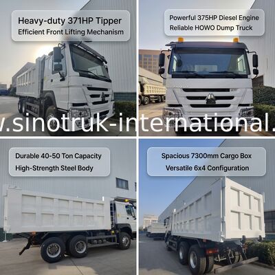 SINOTRUK HOWO 371HP Xe tải đổ rác hạng nặng với 10 bánh và hộp hàng hình chữ nhật