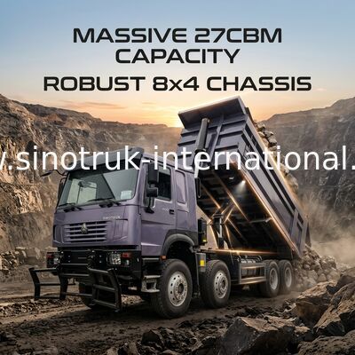 400HP cho tải trọng, 27CBM cho nhiều hàng hóa: Grey 8x4 Dump Truck