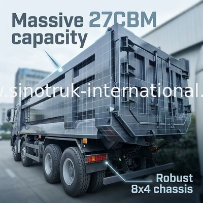 400HP cho tải trọng, 27CBM cho nhiều hàng hóa: Grey 8x4 Dump Truck
