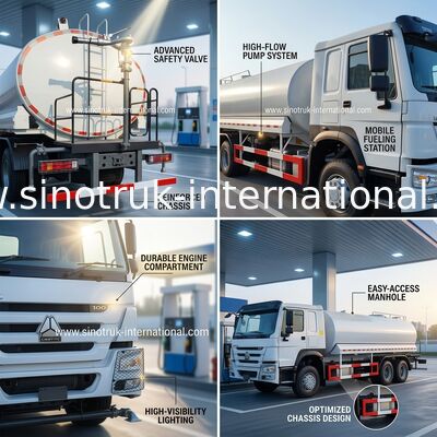 LHD 6 × 4 10 bánh Mã lực cao 400HP Xe tải thùng dầu HOWO Tiêu thụ nhiên liệu thấp