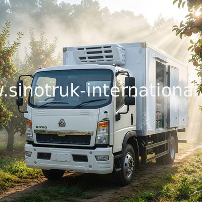 Tiếng ồn thấp Tủ lạnh 4x2 Tủ lạnh Xe tải Sinotruk Howo 140hp Rhd