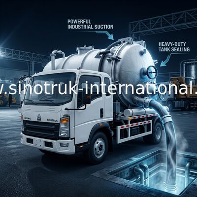 4 * 2 Lái HOWO xe hút nước thải: 6m3 bể, 160HP, 8.00R20 lốp xe, xe hút nước thải hạng nhẹ, xe vệ sinh hiệu quả