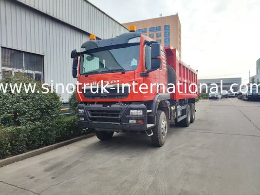 Xe tải 6x4 HOWO TX có hiệu suất cao, thân xe màu đỏ, động cơ 400hp, container 20CBM, vận chuyển hạng nặng 60 tấn