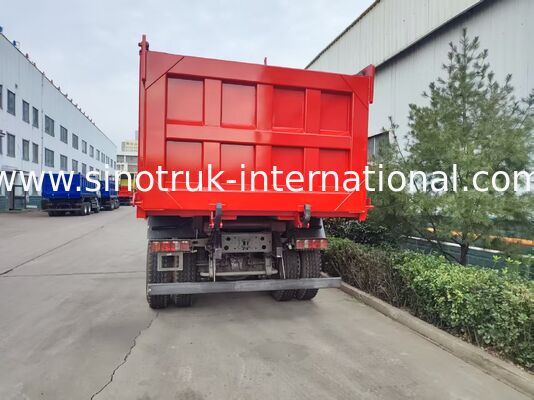 Xe tải 6x4 HOWO TX có hiệu suất cao, thân xe màu đỏ, động cơ 400hp, container 20CBM, vận chuyển hạng nặng 60 tấn