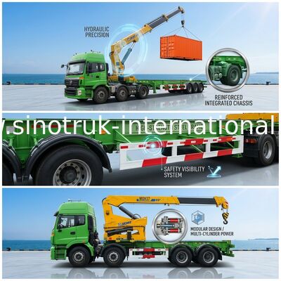 Xe tải 3 trục gắn thùng chứa cẩu để vận chuyển tự tải