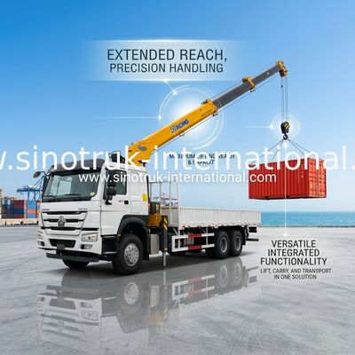 SINOTRUK Truck gắn cần cẩu thiết bị 12 tấn XCMG để nâng 6X4 400HP