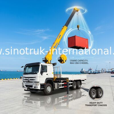 HOWO Truck gắn cần cẩu Thiết bị 12 tấn XCMG Để nâng 6X4 LHD 400HP