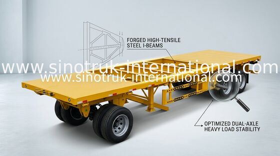 3 trục Xe tải phẳng chở hàng đầy đủ chở hàng khối lượng lớn 40 tấn
