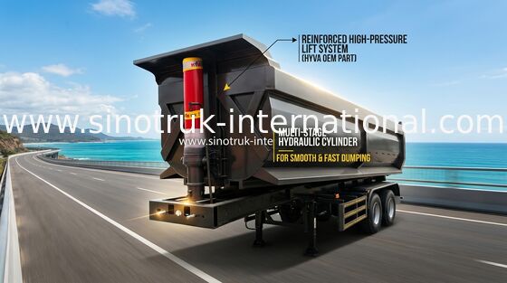Đen Màu thủy lực 3 trục Bán xe tải Flatbed Trailer Vận chuyển hàng hóa