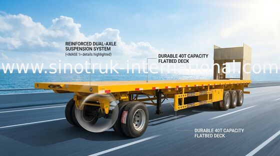 Xe đầu kéo phẳng 28T ABS với móc chở hàng HOWO phía trước