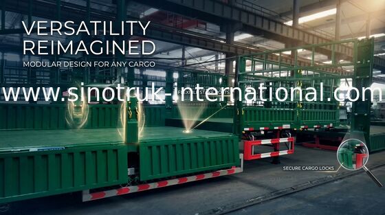 Vận chuyển bằng thép Carbon bằng phẳng Top Trailer Trailer 30-60 tấn Semi Grain Trailer