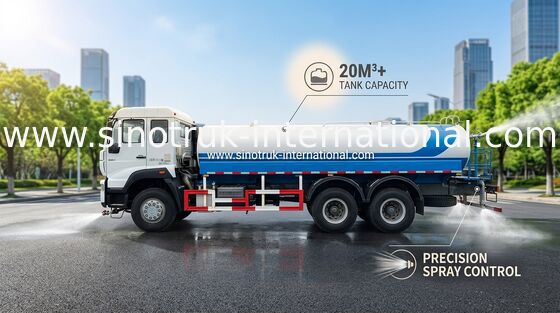 Xe bồn nước 5000 Gallon SINOTRUK 11.00R20 Lốp hướng tâm 9920 × 2496 × 3550 Mm