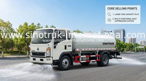 SINOTRUK Xe bồn nước nhẹ LHD 5-8CBM Phạm vi phun rộng