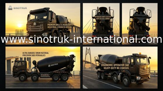 HOWO Mixer Truck 12CBM 380HP H77L Cabin Đen