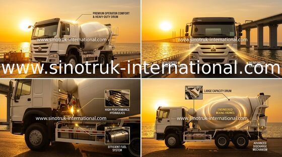 Xe trộn bê tông LHD 6×4 10 bánh Mã lực cao 336HP
