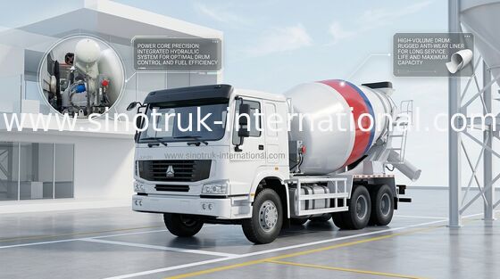 ZZ5257GJBN3841W Xe trộn bê tông bê tông 10CBM 371HP 6X4 LHD