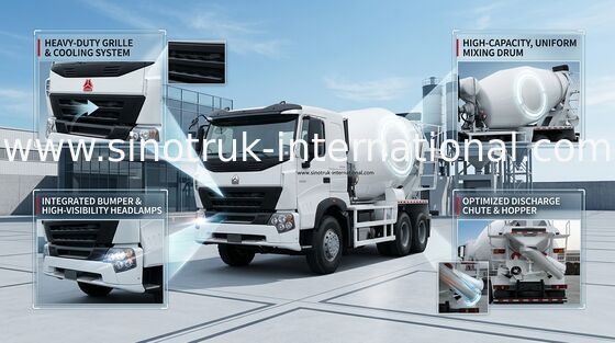 Thiết bị trộn bê tông A7 Máy bơm bê tông 10CBM 371HP 6X4 LHD