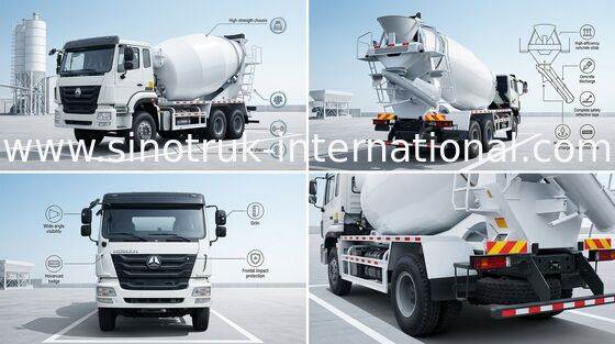 Xe trộn bê tông di động Xe tải với máy bơm, 10 CBM Trailer Máy trộn bê tông