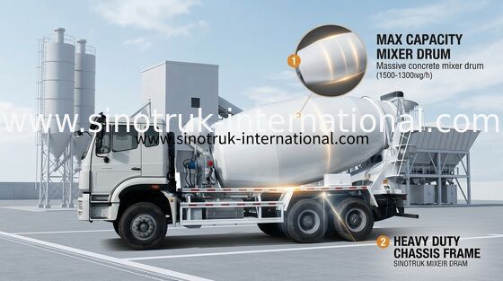 10CBM SINOTRUK HOHAN Xe trộn bê tông Euro2 290HP 6X4 RHD ZZ5255GJBM3846B1