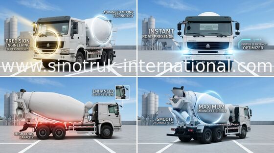 SINOTRUK HOWO Máy trộn bê tông 12CBM 371HP 6X4 LHD ZZ5257GJBN4048W
