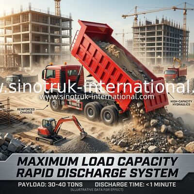Xe tải 6x4 HOWO TX có hiệu suất cao, thân xe màu đỏ, động cơ 400hp, container 20CBM, vận chuyển hạng nặng 60 tấn