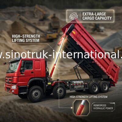 HOWO 12 bánh Sinotruk 8X4 Dump Truck 400hp Đối với khai thác mỏ LHD U loại container