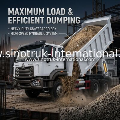SINOTRUK HOHAN HOWO 380HP LHD Tipper Dump Truck 6X4 Mô hình phong cách hộp tải