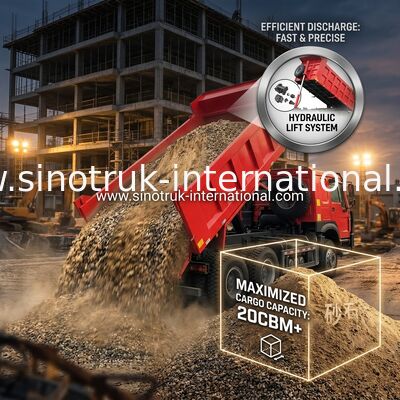 Sinotruk Howo Tipper Dump Truck 6 × 4 Lhd 10 bánh xe Ghost Face Bumper Lốp khai thác