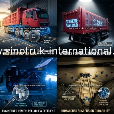Sinotruk Howo Tiper Dump Truck Tx 400Hp Euro 2 8 × 4 Lhd 12 bánh Đỏ