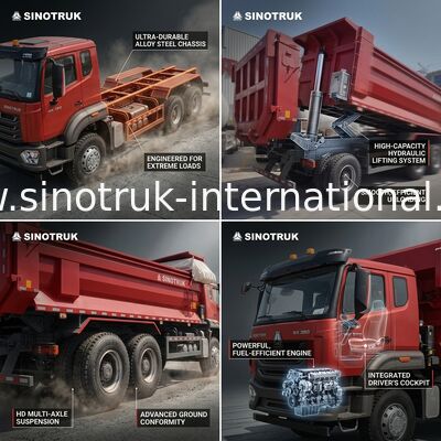 Sinotruk Hohan New Howo Tipper Dump Truck N7 8 × 4 12 bánh 380Hp Lhd hoặc Rhd Với thùng chứa loại U