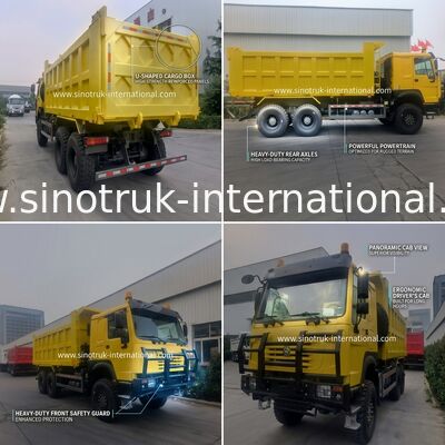 Sinotruk Howo Tipper Dump Truck 6 × 6 All Wheel Drive Với 14.00R20 Lốp đơn 380hp
