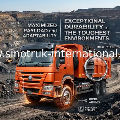 Sinotruk Howo Tiper Dump Truck 400Hp 8 × 4 Rhd 12 bánh xe lớn 7600mm