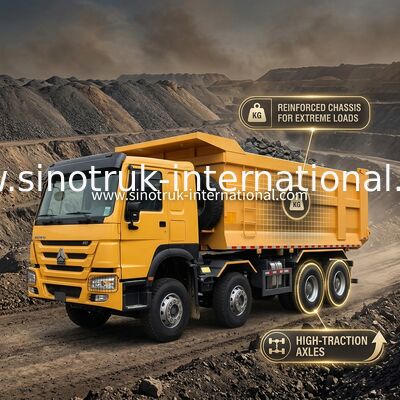 Sinotruk Howo Tipper Dump Truck 8 × 4 Lhd 12 bánh xe hình U