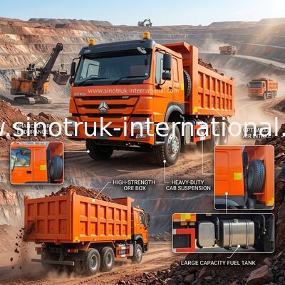 400HP Orange HOWO Tiper Truck RHD 6 × 4 10 bánh xe mã lực cao