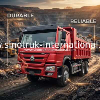 SINOTRUCK Howo Tipper Dump Truck 380hp 6 × 4 20CBM Hộp 10 bánh Đập góc sắt