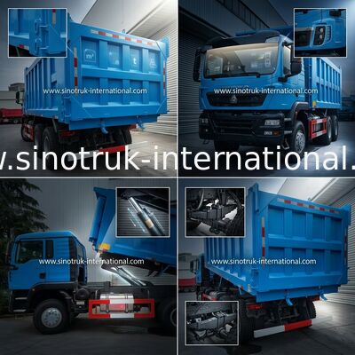 Blue LHD 6×4 10 bánh Xe ben HOWO Tipper Mã lực cao 371HP