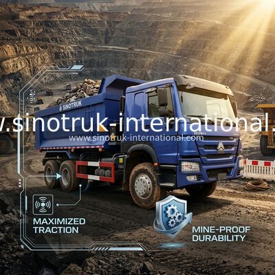 Full DriveLow Fuel Consumption 380HP Blue HOWO Tipper Truck RHD 6×6 10 bánh